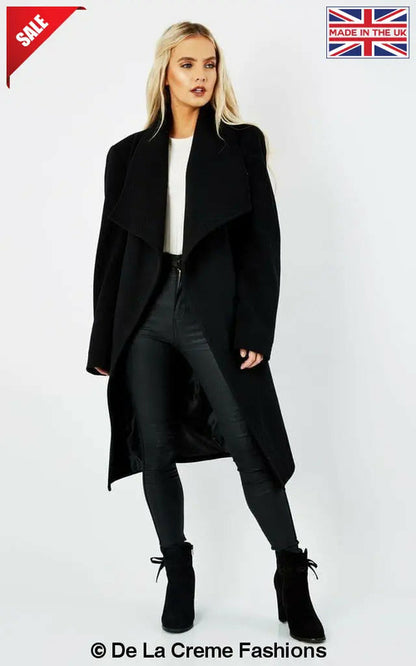 Wool Blend Large Lapel Duster Coat